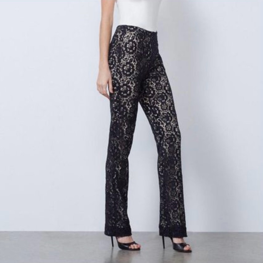 Etcetera Women's Black Floral Lace Pants Ranunculus Size 0 - Picture 7 of 12